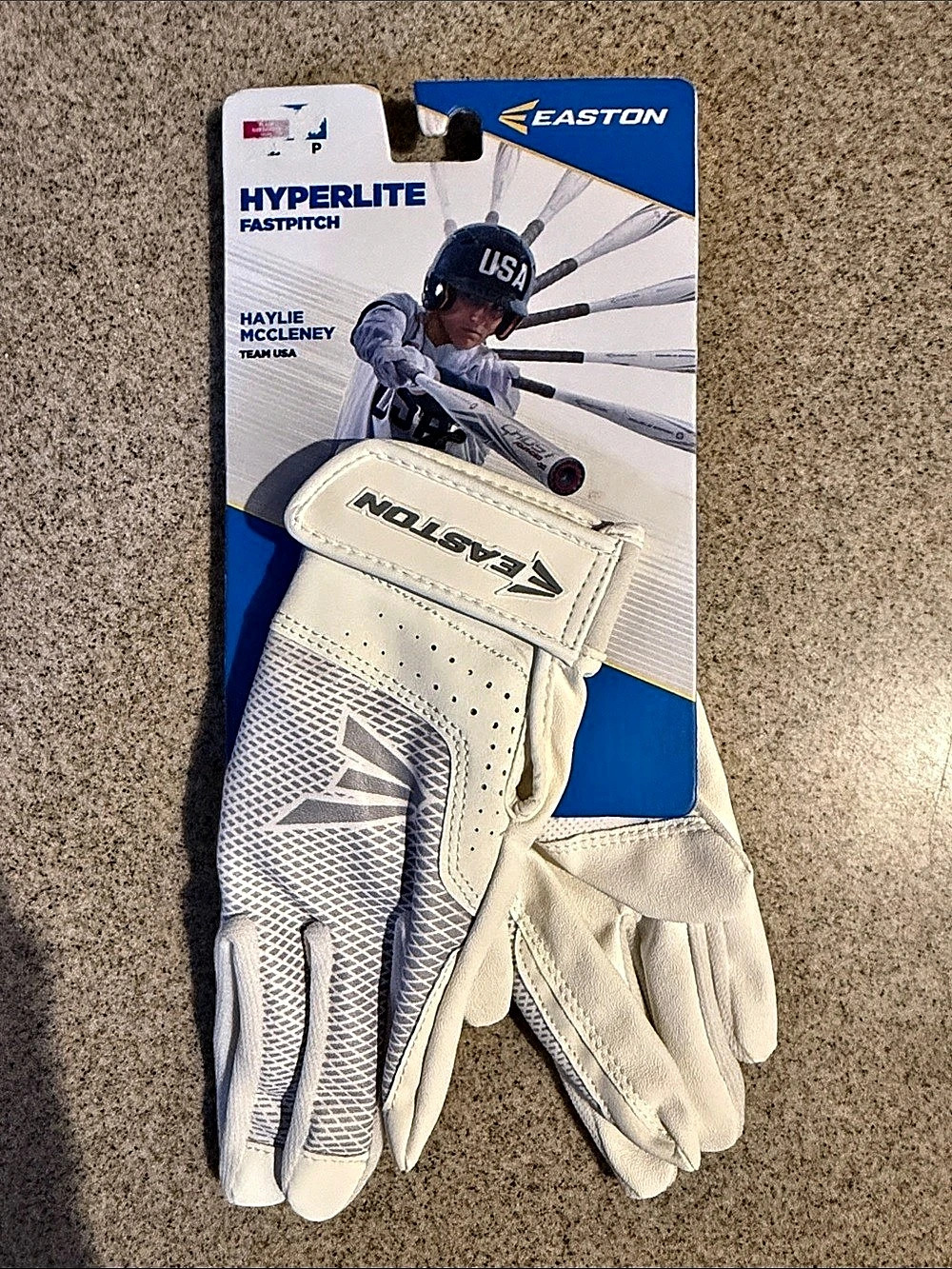 Easton Hyperlite Fastpitch Batting Gloves White & Blue NWT